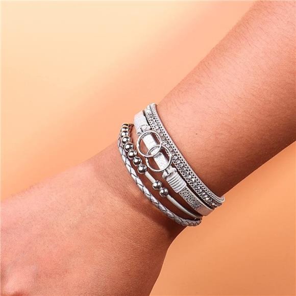 Boho Leather Wrap Bracelet - Stackable & Stylish - Picture 6 of 7